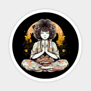 Kawaii Dreams - Cute Anime Girl Meditation Design Magnet